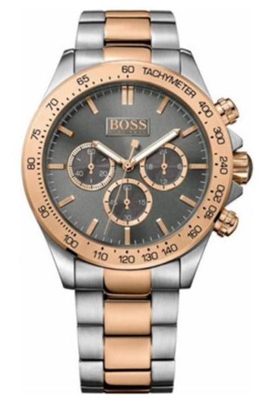 Hugo Boss Ikon Grey Dial Two Tone Steel Strap Watch for Men - 1513339 Authentic Buy Shop Now