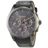 Hugo Boss Onyx Grey Dial Black Leather Strap Watch for Men - 1513366 Authentic Buy Shop Now