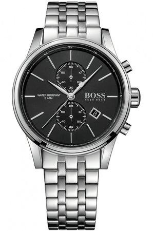 Hugo Boss Jet Black Dial Silver Steel Strap Watch for Men - 1513383 Authentic Buy Shop Now