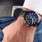 Hugo Boss Rafale Chronograph Blue Dial Black Leather Strap Watch For Men - 1513391 Authentic Buy Shop Now