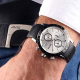 Hugo Boss Rafale Chronograph Quartz Silver Dial Black Leather Strap Watch For Men - 1513403 Authentic Buy Shop Now