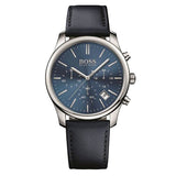 Hugo Boss Time One Blue Dial Black Leather Strap Watch for Men - 1513431 Authentic Buy Shop Now