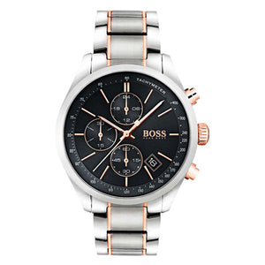 Hugo Boss Grand Prix Black Dial Two Tone Steel Strap Watch for Men - 1513473 Authentic Buy Shop Now