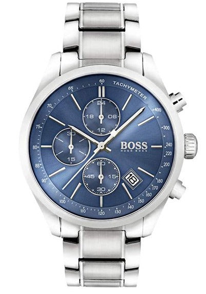 Hugo Boss Grand Prix Blue Dial Silver Steel Strap Watch for Men - 1513478 Authentic Buy Shop Now