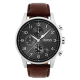 Hugo Boss Navigator Grey Dial Brown Leather Strap Watch for Men - 1513494 Authentic Buy Shop Now