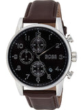 Hugo Boss Navigator Grey Dial Brown Leather Strap Watch for Men - 1513494 Authentic Buy Shop Now