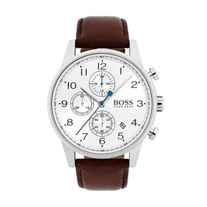 Hugo Boss Navigator White Dial Brown Leather Strap Watch for Men - 1513495 Authentic Buy Shop Now