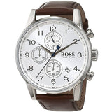 Hugo Boss Navigator White Dial Brown Leather Strap Watch for Men - 1513495 Authentic Buy Shop Now