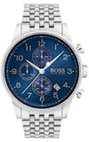 Hugo Boss Navigator Chronograph Blue Dial Silver Steel Strap Watch for Men - 1513498 Authentic Buy Shop Now