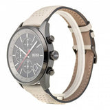 Hugo Boss Grand Prix Chronograph Black Dial Grey Leather Strap Watch for Men - 1513562 Authentic Buy Shop Now