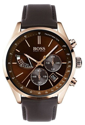 Hugo Boss Grand Prix Brown Dial Brown Leather Strap Watch for Men - 1513605 Authentic Buy Shop Now