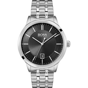 Hugo Boss Officer Black Dial Silver Steel Strap Watch for Men - 1513614 Authentic Buy Shop Now