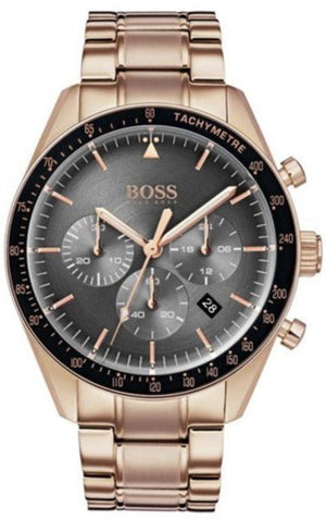 Hugo Boss Trophy Grey Dial Rose Gold Steel Strap Watch for Men - 1513632 Authentic Buy Shop Now