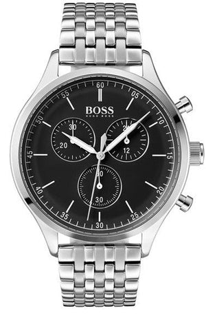 Hugo Boss Companion Black Dial Silver Steel Strap Watch for Men - 1513652 Authentic Buy Shop Now