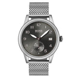 Hugo Boss Legacy Grey Dial Silver Mesh Bracelet Watch for Men - 1513673 Authentic Buy Shop Now