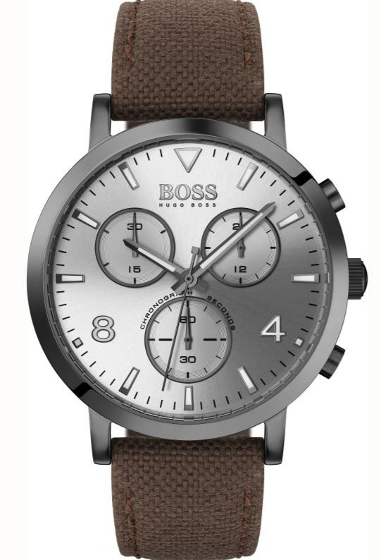 Hugo Boss Spirit White Dial Brown Nylon Strap Watch for Men - 1513690 Authentic Buy Shop Now