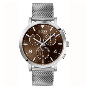Hugo Boss Spirit Brown Dial Silver Mesh Bracelet Watch for Men - 1513694 Authentic Buy Shop Now