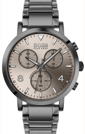 Hugo Boss Spirit Chronograph Grey Dial Grey Steel Strap Watch for Men - 1513695 Authentic Buy Shop Now