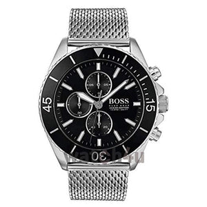 Hugo Boss Ocean Edition Black Dial Silver Mesh Bracelet Watch for Men - 1513701 Authentic Buy Shop Now