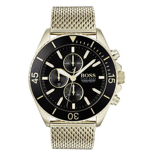 Hugo Boss Ocean Edition Black Dial Gold Mesh Bracelet Watch for Men - 1513703 Authentic Buy Shop Now