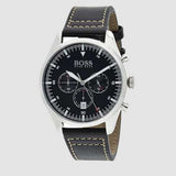 Hugo Boss Pioneer Chronograph Black Dial Black Leather Strap Watch For Men - 1513708 Authentic Buy Shop Now