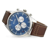 Hugo Boss Pioneer Chronograph Blue Dial Brown Leather Strap Watch For Men - 1513709 Authentic Buy Shop Now