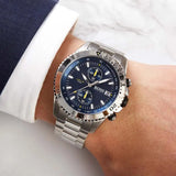 Hugo Boss Vela Chronograph Diver Blue Dial Silver Steel Strap Watch for Men - 1513775 Authentic Buy Shop Now