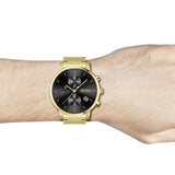 Hugo Boss Integrity Chronograph Grey Dial Gold Steel Strap Watch for Men - 1513781 Authentic Buy Shop Now