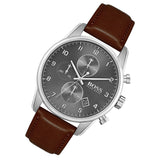 Hugo Boss Skymaster Grey Dial Brown Leather Strap Watch for Men - 1513787 Authentic Buy Shop Now