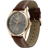 Hugo Boss Ambassador Grey Dial Brown Leather Strap Watch for Men - 1513387 Authentic Buy Shop Now