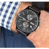Hugo Boss Associate Black Dial Black Mesh Bracelet Watch for Men - 1513811 Authentic Buy Shop Now