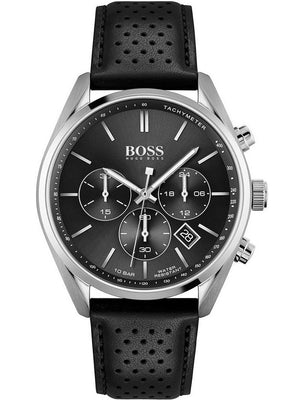 Hugo Boss Champion Black Dial Black Leather Strap Watch for Men - 1513816 Authentic Buy Shop Now