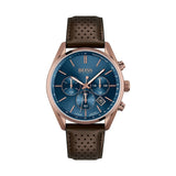 Hugo Boss Champion Blue Dial Brown Leather Strap Watch for Men - 1513817 Authentic Buy Shop Now