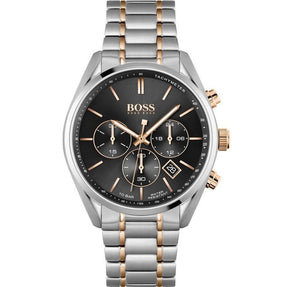 Hugo Boss Champion Chronograph Black Dial Two Tone Steel Strap Watch for Men - 1513819 Authentic Buy Shop Now