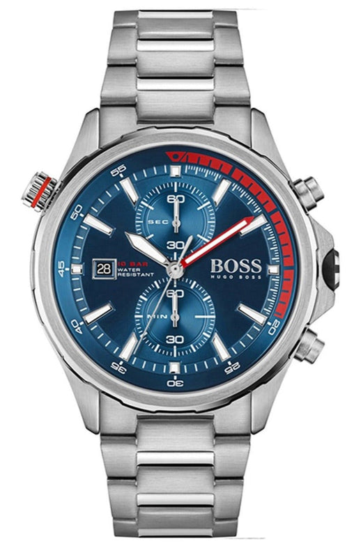 Hugo Boss Globetrotter Blue Dial Silver Steel Strap Watch for Men - 1513823 Authentic Buy Shop Now