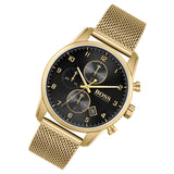 Hugo Boss Skymaster Black Dial Gold Mesh Bracelet Watch for Men - 1513838 Authentic Buy Shop Now