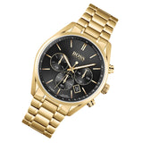 Hugo Boss Champion Black Dial Gold Steel Strap Watch for Men - 1513848 Authentic Buy Shop Now