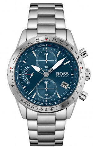 Hugo Boss Pilot Blue Dial Silver Steel Strap Watch for Men - 1513850 Authentic Buy Shop Now