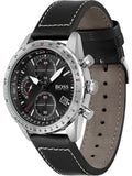 Hugo Boss Aero Chronograph Black Dial Black Leather Strap Watch for Men - 1513770 Authentic Buy Shop Now