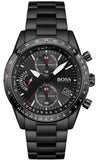 Hugo Boss Pilot Edition Chronograph Black Dial Black Steel Strap Watch for Men - 1513854 Authentic Buy Shop Now