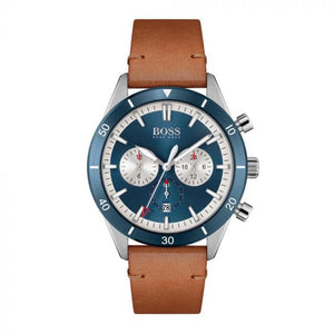 Hugo Boss Santiago Blue Dial Brown Leather Strap Watch for Men - 1513860 Authentic Buy Shop Now