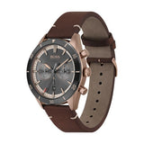 Hugo Boss Santiago Chronograph Grey Dial Brown Leather Strap Watch for Men - 1513861 Authentic Buy Shop Now