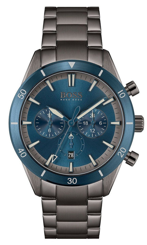 Hugo Boss Santiago Blue Dial Grey Steel Strap Watch for Men - 1513863 Authentic Buy Shop Now