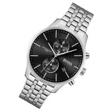 Hugo Boss Jet Black Dial Silver Steel Strap Watch for Men - 1513383 Authentic Buy Shop Now