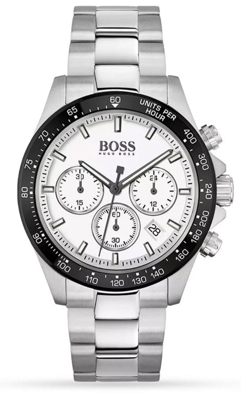 Hugo Boss Hero Chronograph White Dial Silver Steel Strap Watch for Men - 1513875 Authentic Buy Shop Now