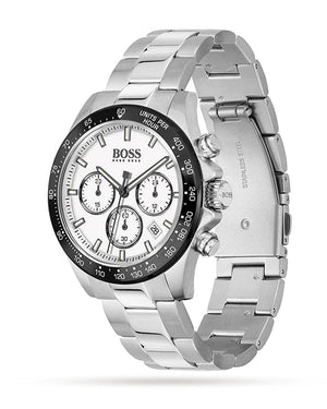Hugo Boss Hero Chronograph White Dial Silver Steel Strap Watch for Men - 1513875 Authentic Buy Shop Now