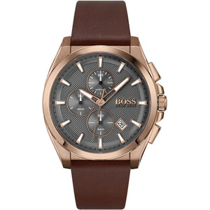 Hugo Boss Grandmaster Grey Dial Brown Leather Strap Watch for Men - 1513882 Authentic Buy Shop Now