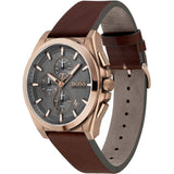 Hugo Boss Grandmaster Grey Dial Brown Leather Strap Watch for Men - 1513882 Authentic Buy Shop Now