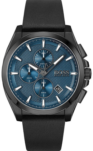 Hugo Boss Grandmaster Blue Dial Black Leather Strap Watch for Men - 1513883 Authentic Buy Shop Now
