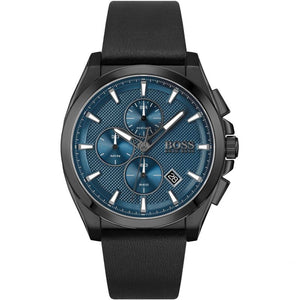 Hugo Boss Grandmaster Blue Dial Black Leather Strap Watch for Men - 1513883 Authentic Buy Shop Now